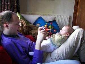 What is this thing and why are you waving it in my face? (Hand knitted jumper courtesy of Lis Burke.)