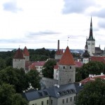 Tallinn city wall with St Olaf’s spire